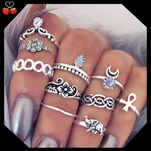 Mary's Cherries Boutique Jewelry - 🍒NEW silver ethnic boho rings 💍10 piece